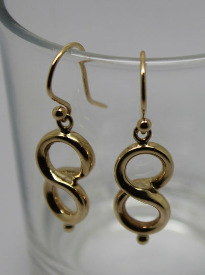 Genuine New 9ct Yellow, Rose or White Gold Swirl Drop Hook Earrings