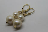 New 9ct 9k Yellow Gold 6mm & 8mm White Pearl Continental Clip Earrings