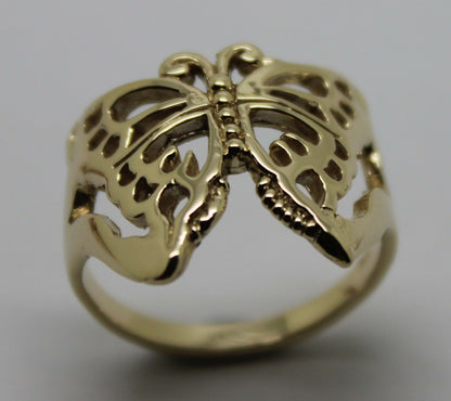 Solid 9ct White Or Rose Or Yellow Gold Large Butterfly Ring Choose Size 236