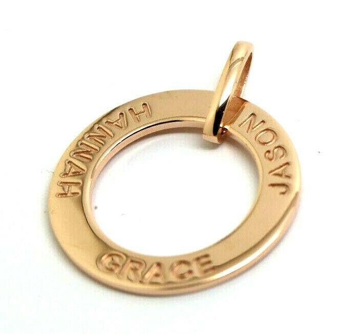 Genuine 9ct Yellow or Rose or White Gold Personalised & Engraved Circle Pendant