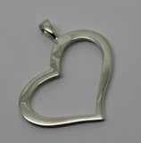 Genuine New Sterling Silver Large Modern Heart Pendant