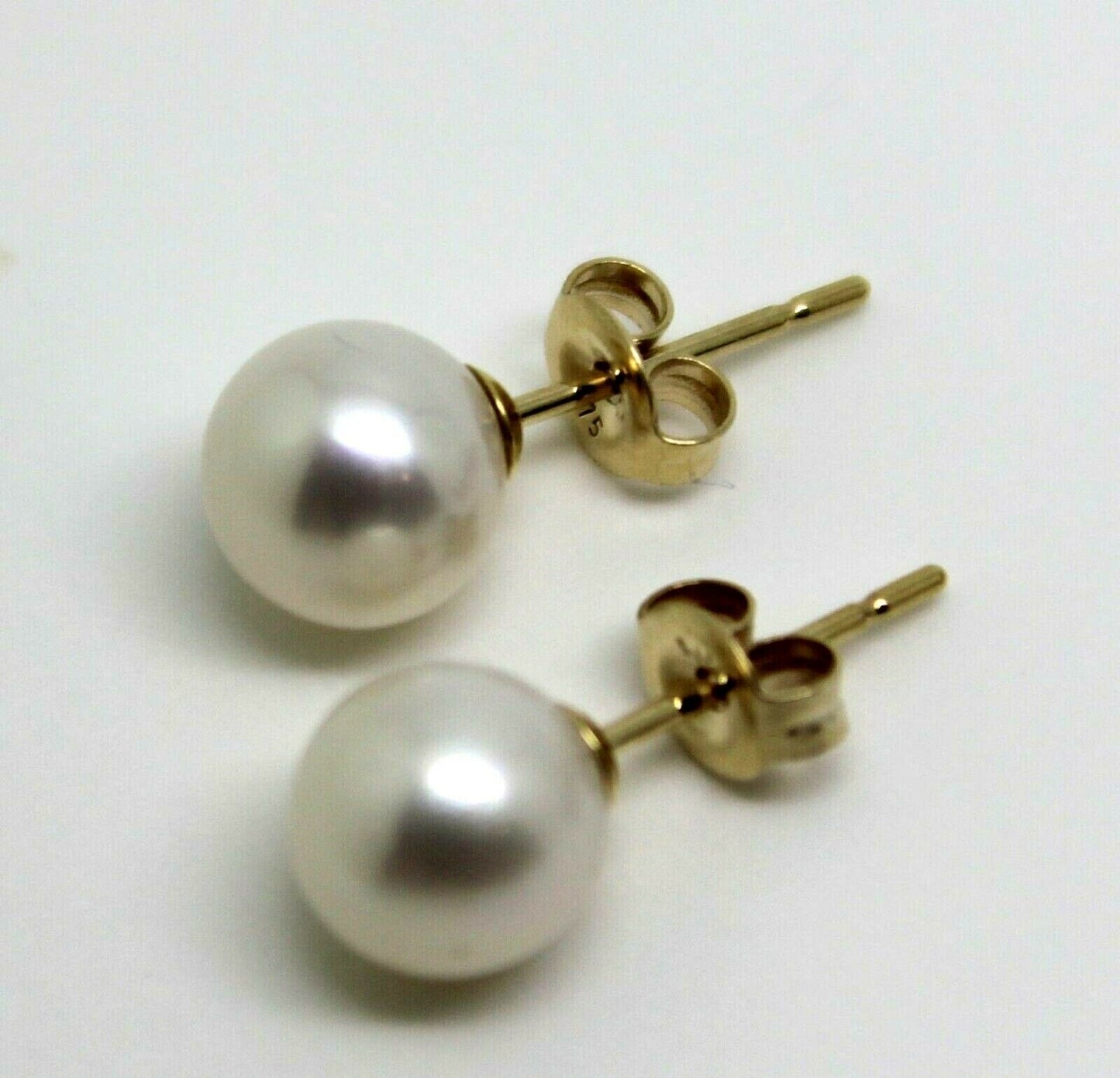 9ct Yellow Gold 7mm White Pearl Ball Stud Earrings