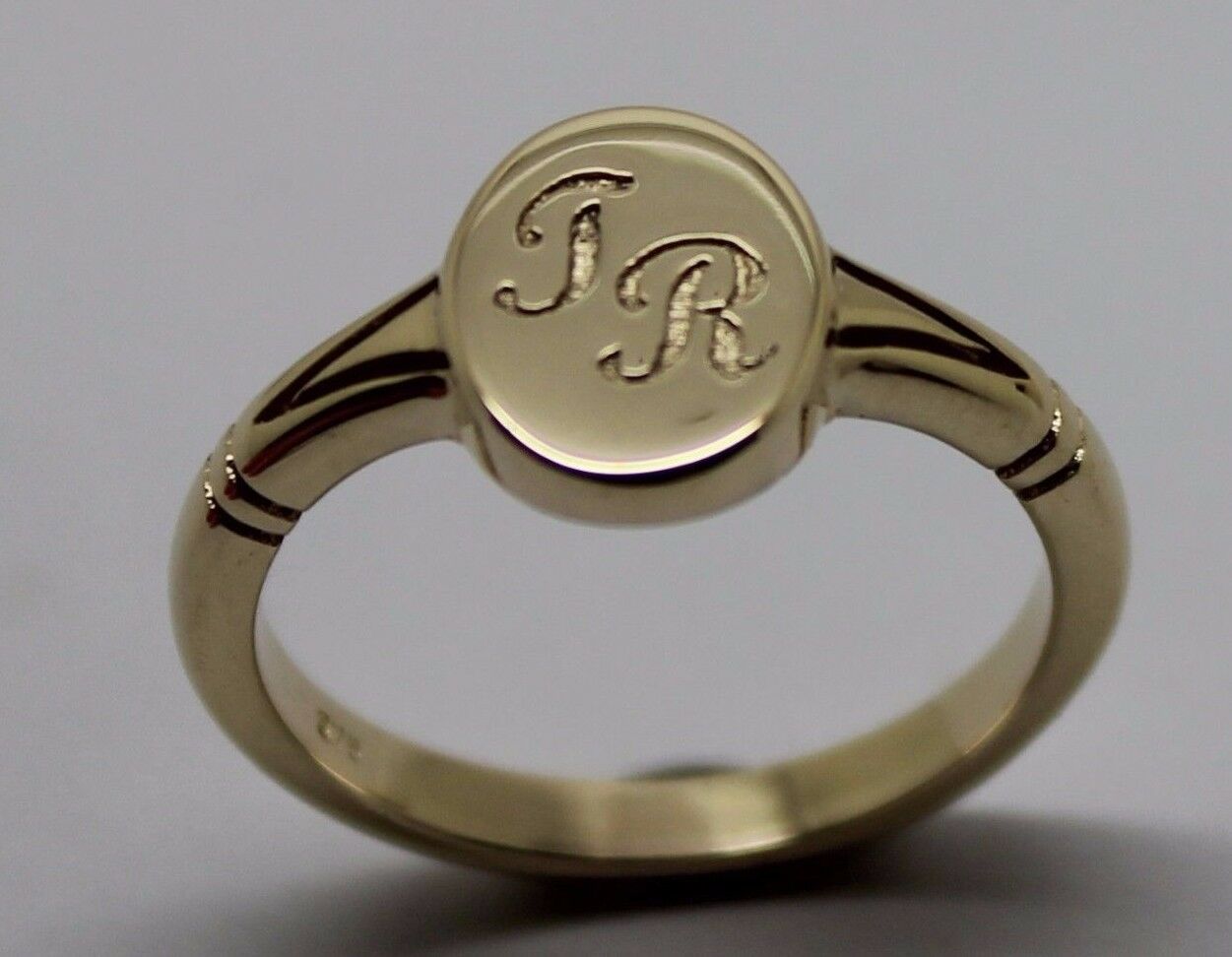 Size M Genuine Full Solid 9ct Yellow, Rose or White Gold Oval Signet Ring Engraved With Two Initials