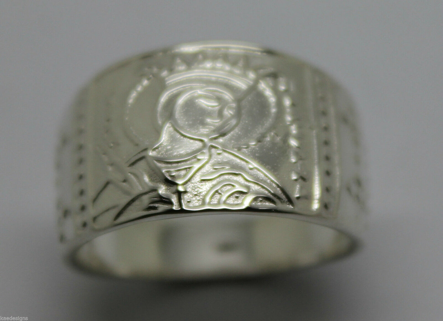 Kaedesigns, Genuine Heavy Solid Sterling Silver 925 St Saint Catherine Ring - Choose your size