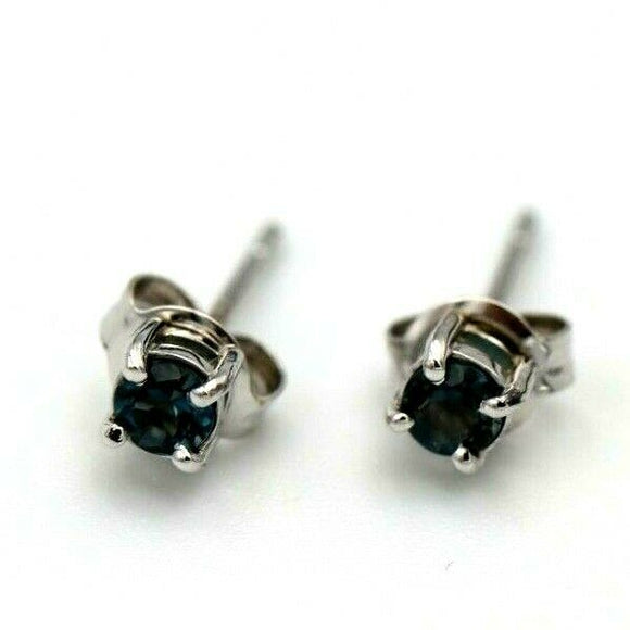 Kaedesigns New 9ct Solid White Gold London Blue Topaz 3mm Earrings *Free post