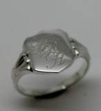 Sterling Silver Large Signet Ring Size 7 Plus Engraving Of Three Initials