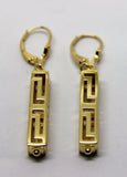 Kaedesigns, Genuine 9ct Yellow, Rose or White Gold Greek Key Continental Hook Earrings