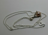 Sterling Silver Chain Necklace &  Pearl Ball Spinner Pendant