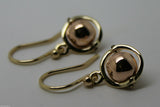 Kaedesigns  9ct 9k Yellow & Rose Gold 375 Hook Ball Drop Earrings