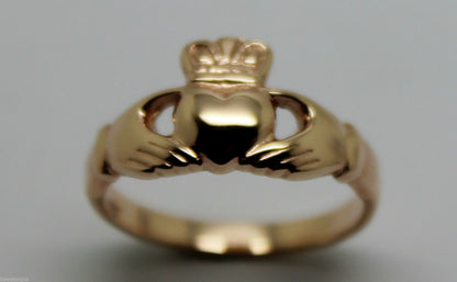 Genuine 9ct 375 Solid Yellow, Rose or White Gold Claddagh Celtic Friendship Ring In Your