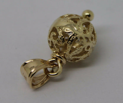 Genuine New 9ct 9K Yellow, Rose or White Gold 10mm Filigree Ball Pendant