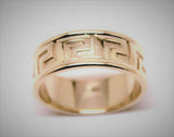 Kaedesigns, Size U Genuine Heavy 9ct 9kt Solid Yellow, Rose or White Gold Greek Key Band Ring