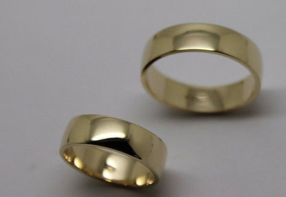 His & Hers Genuine 2 X Full Solid 9Ct Yellow Gold 6mm Wide Wedding Couple Bands Rings