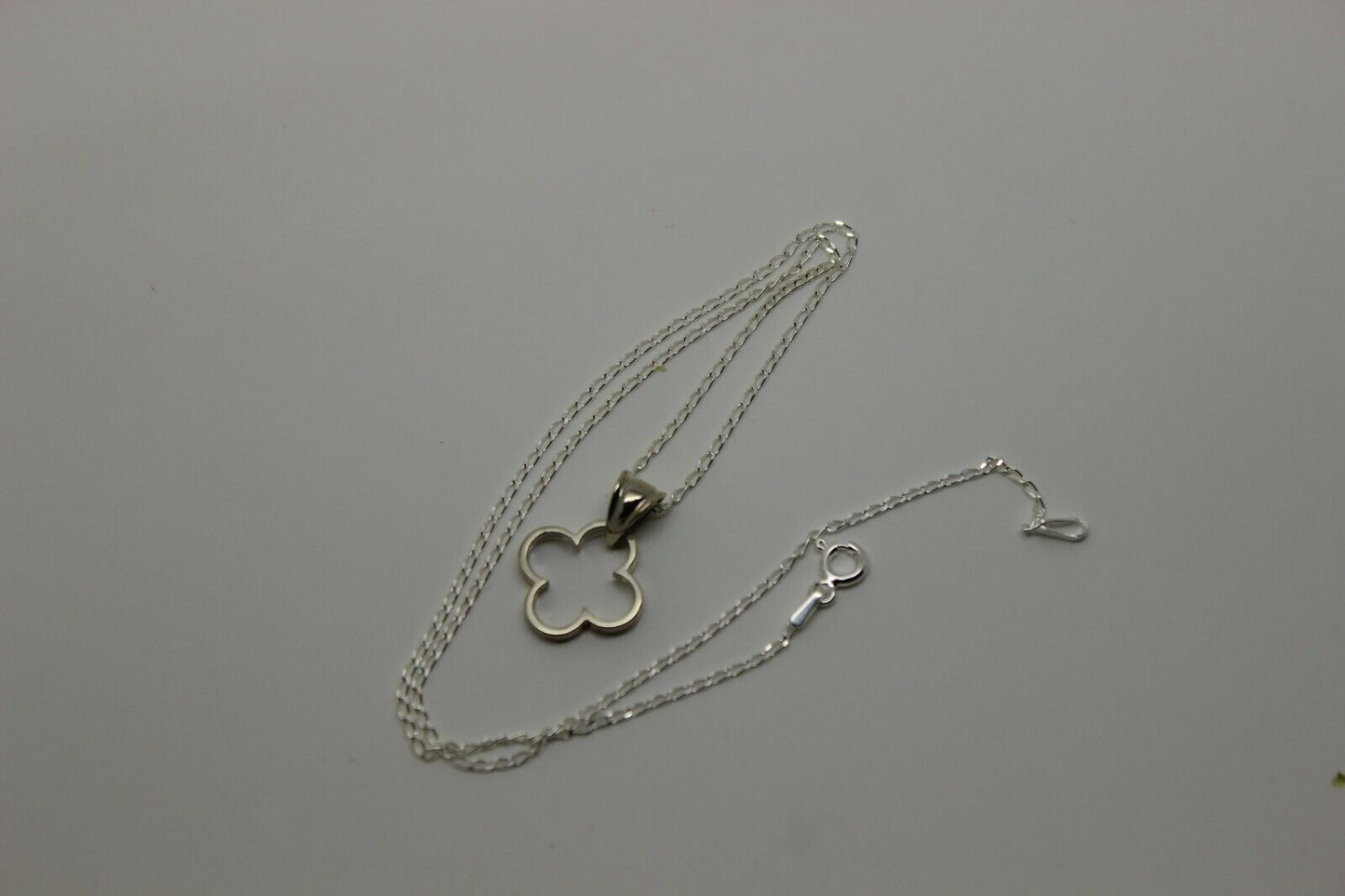 Sterling Silver 925 40cm Necklace & Small Four Leaf Clover Pendant + Chain