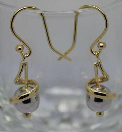 Kaedesigns New 9ct 9k Yellow & White Gold 8mm Swirl Ball Earrings