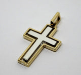 Genuine 9ct Yellow Gold & Sterling Silver Cross Pendant *Free Express Post In Oz