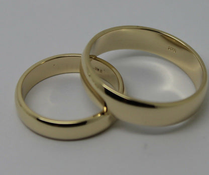 Genuine Custom Made His & Hers Solid 9ct 9K Yellow Gold Wedding Bands Couple Rings