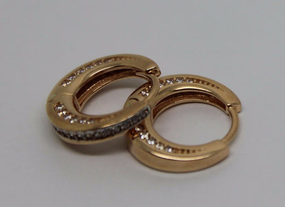 Kaedesigns New 9k 9ct Rose Gold Hoop Cubic Zirconia Earrings