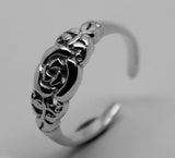 9ct Yellow or Rose or White Gold 375 or Sterling Silver Rose Flower Toe Ring 281