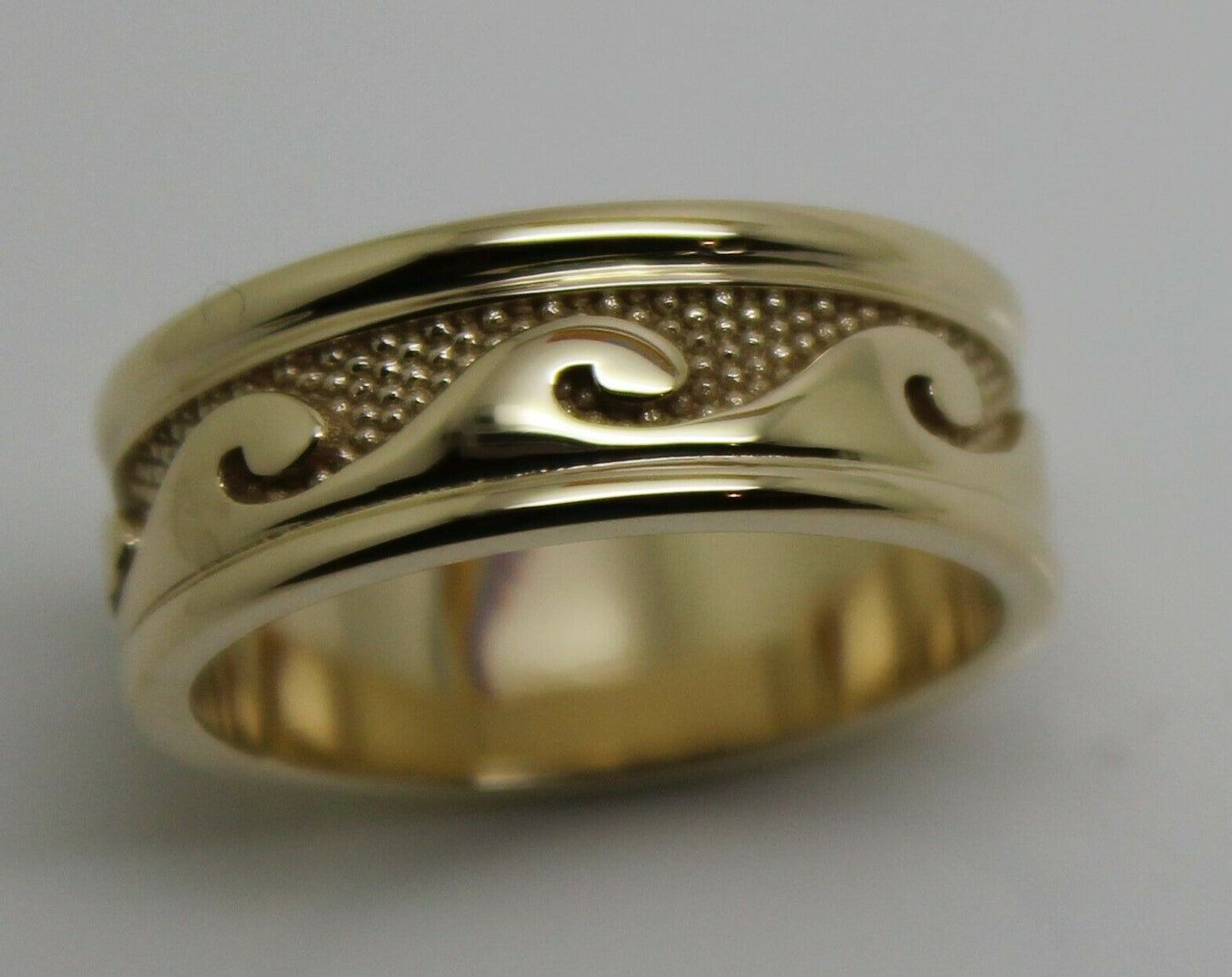 Kaedesigns New Size U Genuine Heavy 9ct 9k Yellow, Rose or White Gold Mens Surf Wave Ring