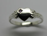 231 Genuine Full Solid New Sterling Silver Heart Amethyst Set Signet Ring Size N