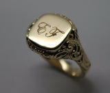 Genuine  New 9ct 9k Yellow, Rose or White Gold Square Engraved With Your Initials Signet Ring 335
