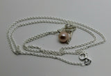 Sterling Silver Chain Necklace &  Pearl Ball Spinner Pendant