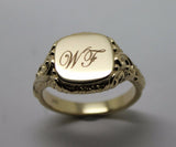 Genuine  New 9ct 9k Yellow, Rose or White Gold Square Engraved With Your Initials Signet Ring 335