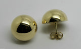 Genuine 9ct 9k Yellow Or White Or Rose Gold 375 14mm Half Ball Hook Earrings