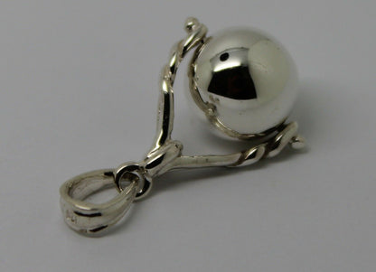 Genuine New Sterling Silver 925 10mm Ball Spinner Pendant