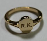 Size P Genuine Full Solid 9ct Yellow, Rose or White Gold Oval Signet Ring Engraved With Two Initials