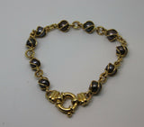 New Genuine 9kt 9ct Yellow Gold Bolt Ring Freshwater Black Pearl Bracelet