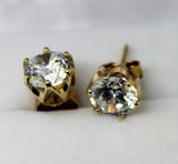 GENUINE New 9ct yellow Gold Claw-set Round 8mm Stud Earrings