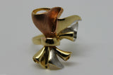 Size M Solid 18ct 750 Rose, Yellow And White Gold Bow Ring *Free Express Post In Oz