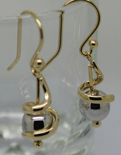 Kaedesigns New 9ct 9k Yellow & White Gold 8mm Swirl Ball Earrings