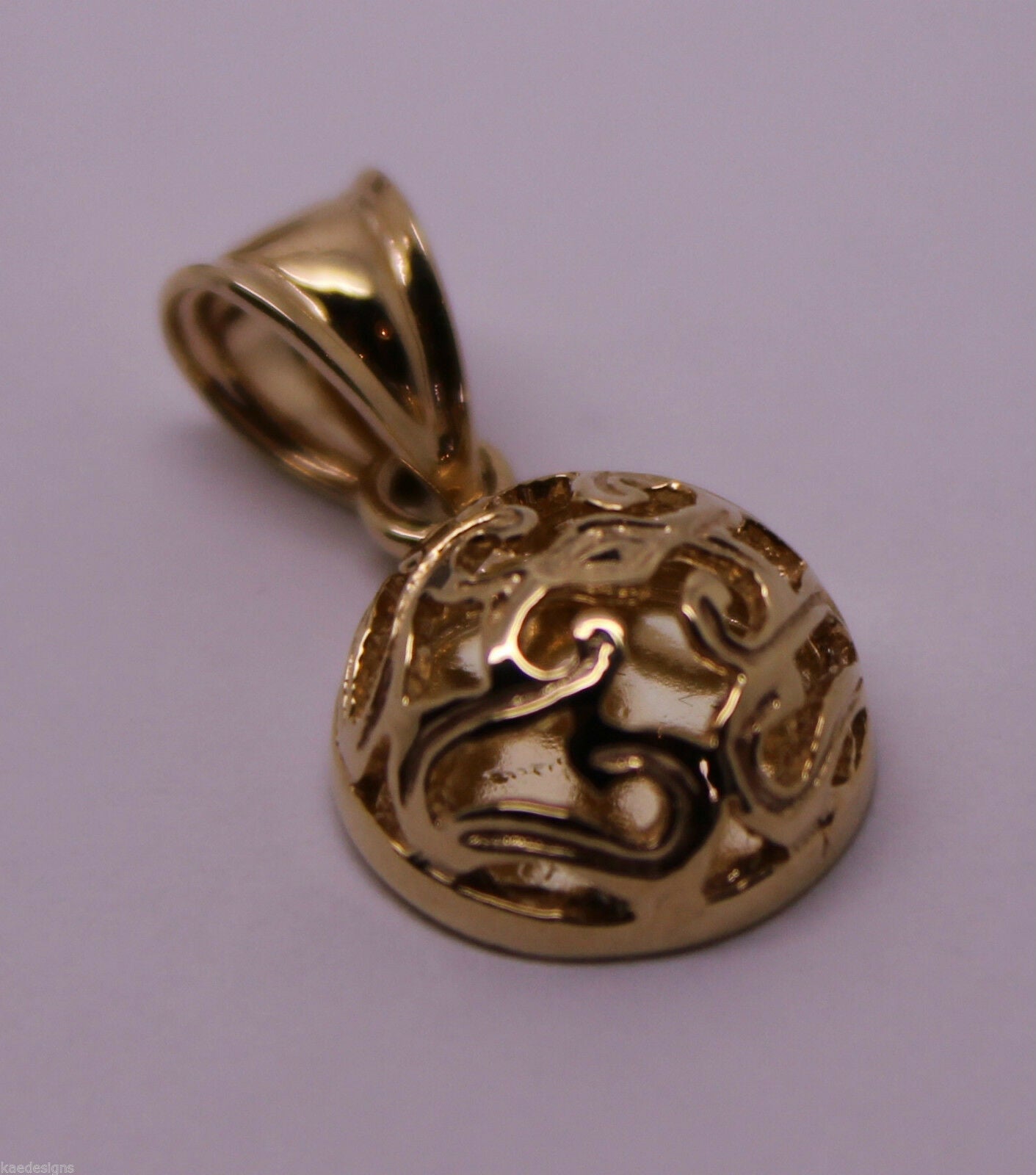 Kaedesigns, 9ct Yellow Gold or White Gold or Rose Gold Filigree Half Ball Pendant