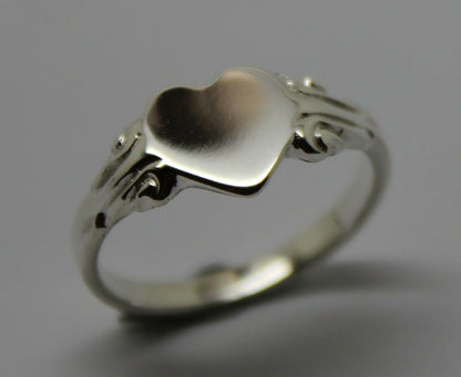 Kaedesigns, Genuine 925 New Childs Solid Sterling Silver Heart Signet Ring