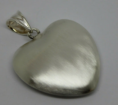 Sterling Silver Matt Finish / Brushed 925 Large Bubble Heart Pendant