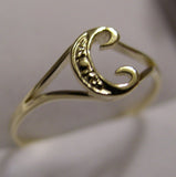 Genuine Delicate 9ct 375 Yellow, Rose or White Gold Initial Ring C
