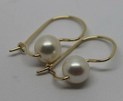 Genuine 9ct 9k Yellow, Rose or White Gold 8mm White Pearl Hook Earrings