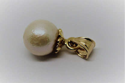 Genuine 9ct 9k Solid Yellow, Rose or White Gold 12mm White  Pearl Ball Pendant