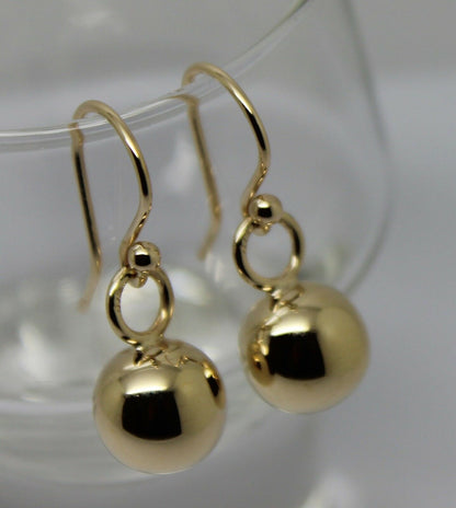 Kaedesigns New 9ct Yellow, Rose or White Gold 10mm Euro Ball Drop Earrings