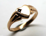 Size J, 9ct Heart Yellow, Rose or White Gold Blue Sapphire Shield Signet Ring