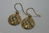 9ct Yellow, White, or Rose Gold Cubic Zirconia Oval Filigree Hook Earrings