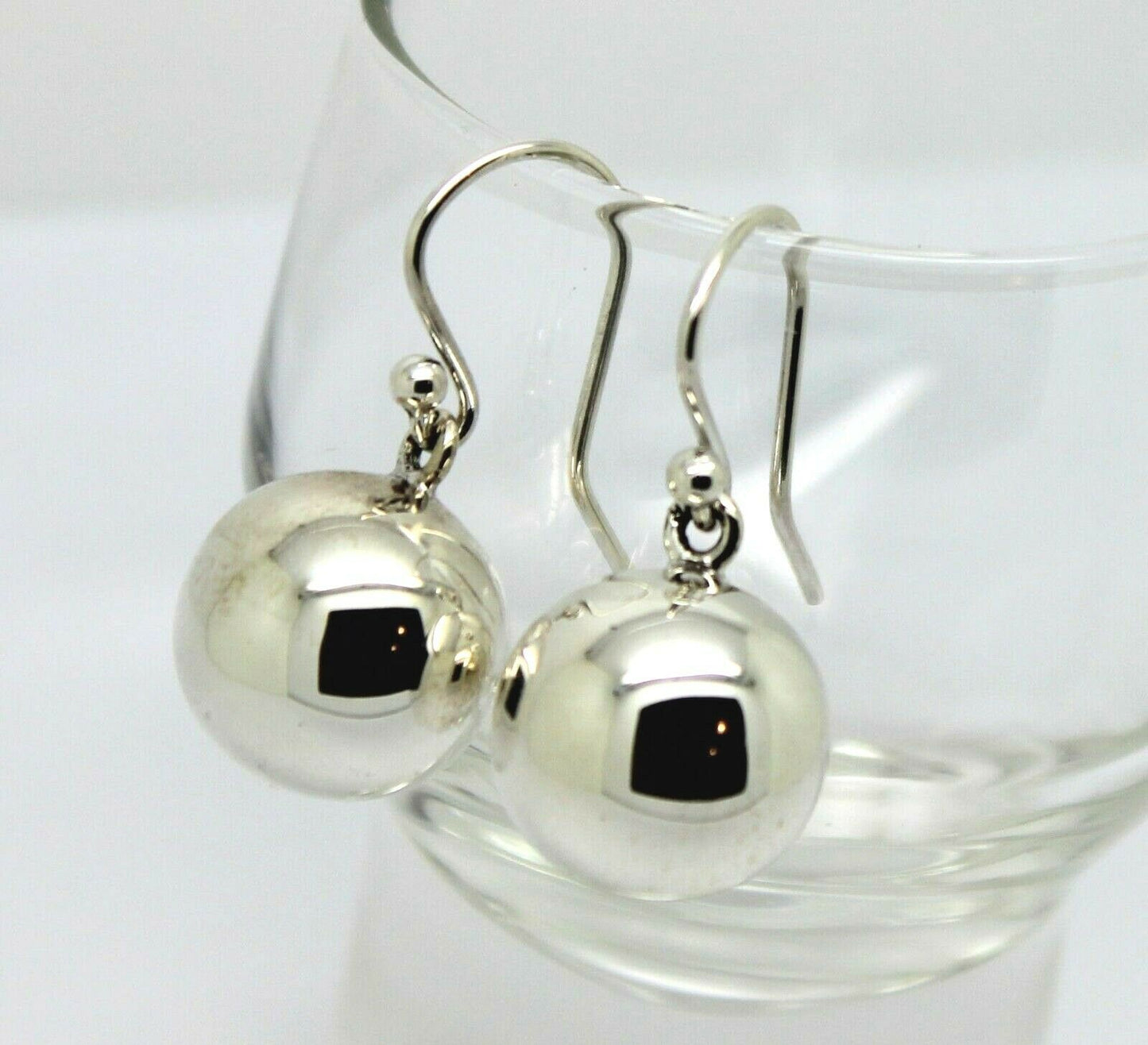 Genuine Large Sterling Silver 925 14mm Ball Drop Earrings