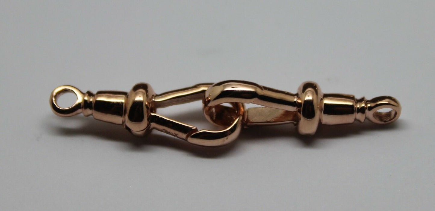 Genuine 9ct Solid 2 X  Yellow, Rose or White Gold Albert Swivel Clasp 21mm Size