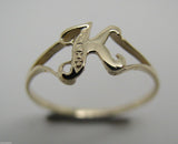 Genuine Delicate 9ct 375 Yellow, Rose or White Gold Initial Ring K
