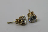 Genuine New 9ct Yellow Gold Claw-Set Round 7mm Stud Earrings