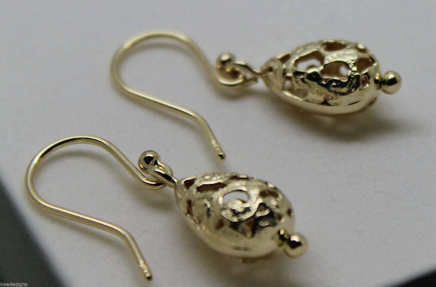 Kaedesigns 9ct 9k Yellow Or White Or Rose Gold 375 Teardrop Filigree Earrings