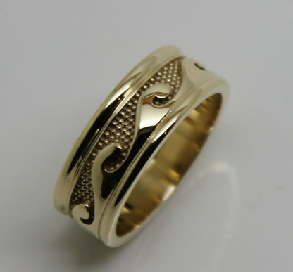 Kaedesigns New Size U Genuine Heavy 9ct 9k Yellow, Rose or White Gold Mens Surf Wave Ring